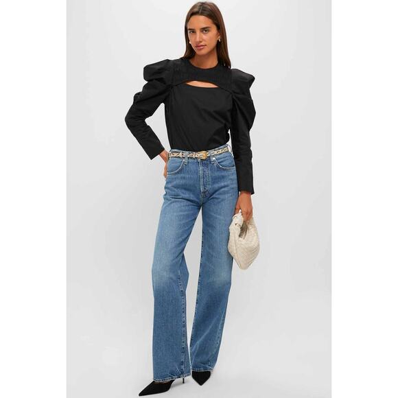 HYACINTH HOUSE Black Keyhole Beckett Blouse Size S NWT Retail $138 Tuckernuck - Picture 6 of 8